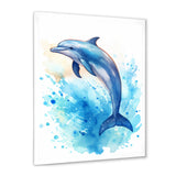 Cute Blue Dolphin Watercolor - Blue Dolphin Wall Art