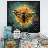Expressive Painting Of Dragonfly - Dragonfly Living Room Wall Art