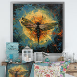 Expressive Painting Of Dragonfly - Dragonfly Living Room Wall Art