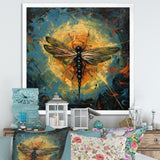 Expressive Painting Of Dragonfly - Dragonfly Living Room Wall Art