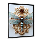 Blue Vintage Dragonfly On Gold - Dragonfly Canvas Wall Art