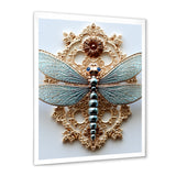 Blue Vintage Dragonfly On Gold - Dragonfly Canvas Wall Art
