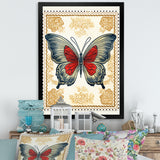 Retro Stamp Illustration Of Vintage Butterfly - Dragonfly Wall Art Prints