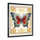 Retro Stamp Illustration Of Vintage Butterfly - Dragonfly Wall Art Prints