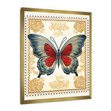Retro Stamp Illustration Of Vintage Butterfly - Dragonfly Wall Art Prints