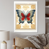 Retro Stamp Illustration Of Vintage Butterfly - Dragonfly Wall Art Prints