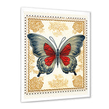 Retro Stamp Illustration Of Vintage Butterfly - Dragonfly Wall Art Prints