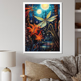 Majestic Dragonfly In Enchanted Forest - Blue Dragonfly Wall Art