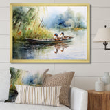 Ducks In A little Boat On The Lake - Duck Bedroom Wall Art