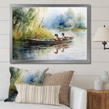 Ducks In A little Boat On The Lake - Duck Bedroom Wall Art