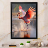 Majestic Pink Flamingo Spreading Its Wings - Flamingo Canvas Wall Art
