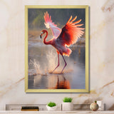 Majestic Pink Flamingo Spreading Its Wings - Flamingo Canvas Wall Art