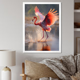 Majestic Pink Flamingo Spreading Its Wings - Flamingo Canvas Wall Art