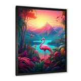 Pink Flamingo In Tropical Landscape - Flamingo Wall Decor