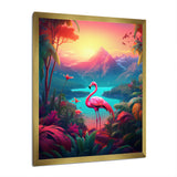 Pink Flamingo In Tropical Landscape - Flamingo Wall Decor