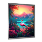 Pink Flamingo In Tropical Landscape - Flamingo Wall Decor