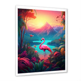 Pink Flamingo In Tropical Landscape - Flamingo Wall Decor