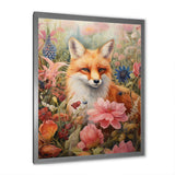 Cute Orange Fox In Flower Field - Orange Fox Wall Art