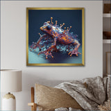 Neon Frog - Frog Framed Canvas Art