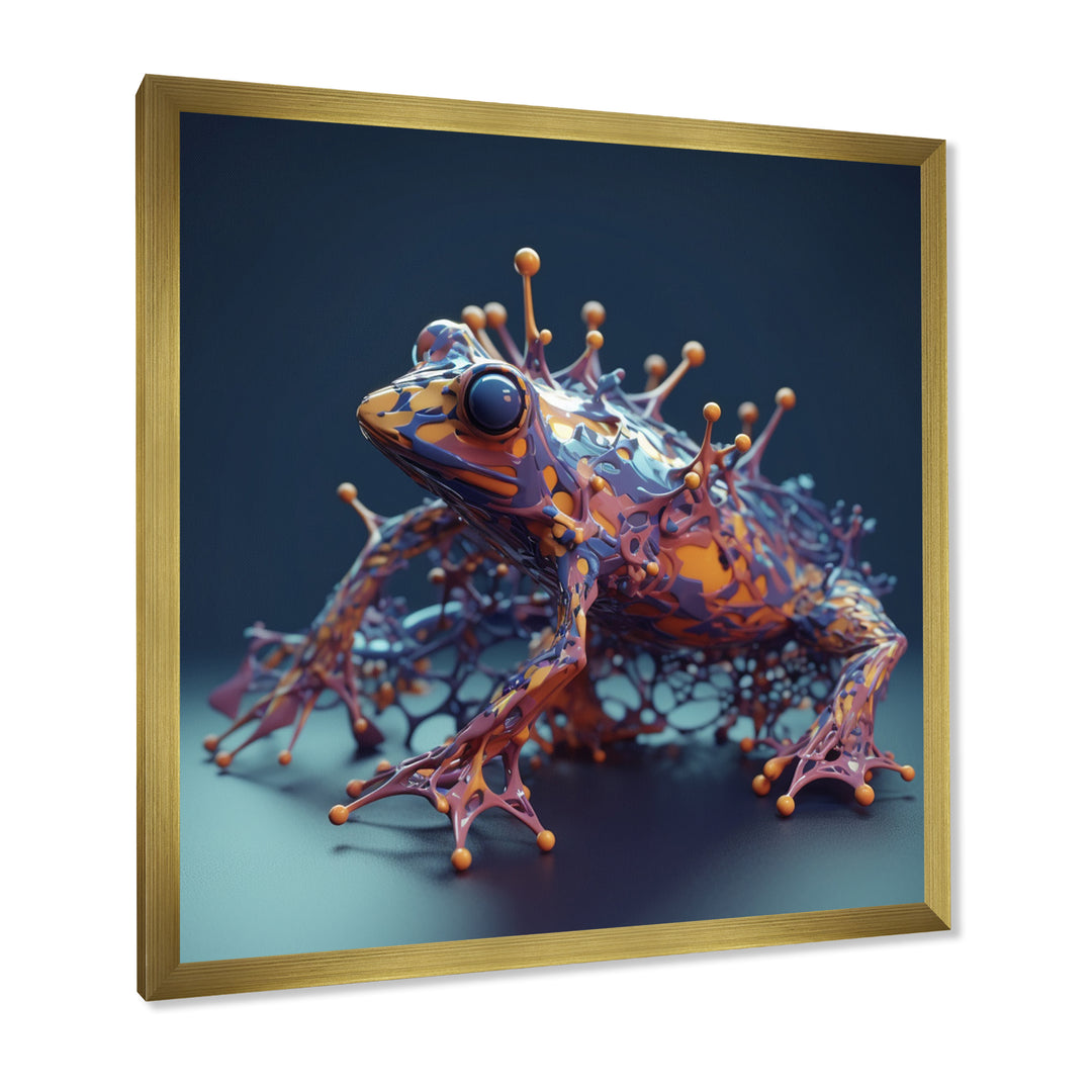 Neon Frog - Frog Framed Canvas Art