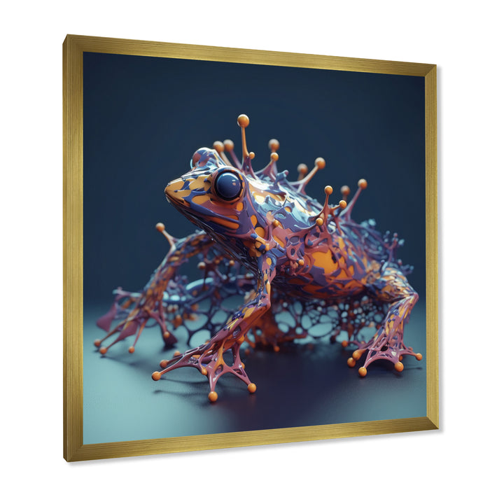 Neon Frog - Frog Framed Canvas Art