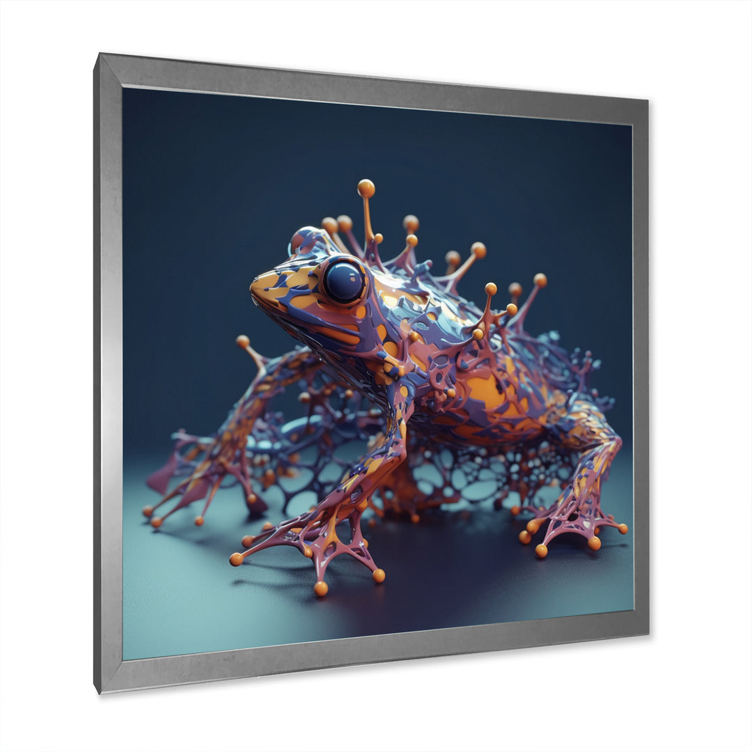 Neon Frog - Frog Framed Canvas Art