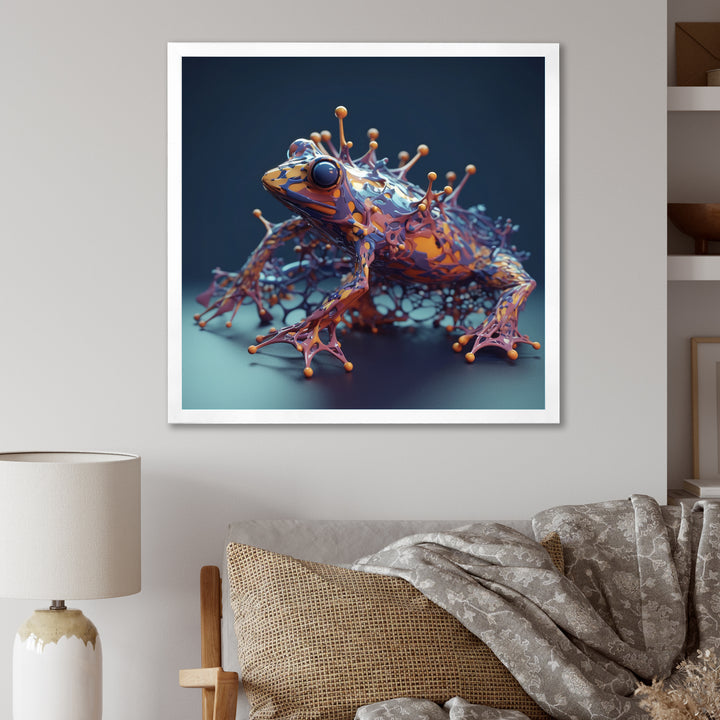 Neon Frog - Frog Framed Canvas Art