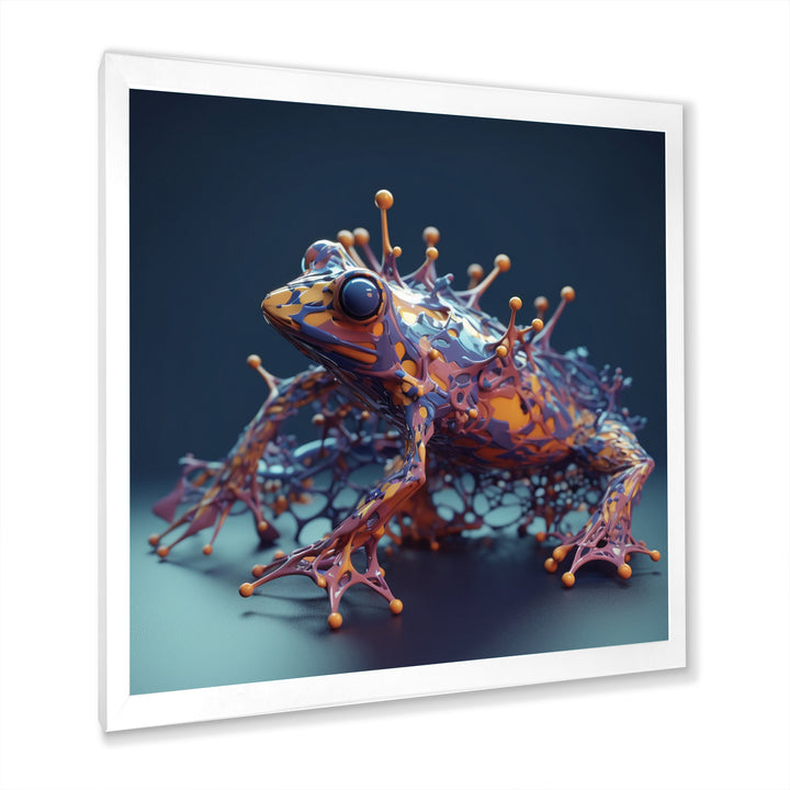 Neon Frog - Frog Framed Canvas Art