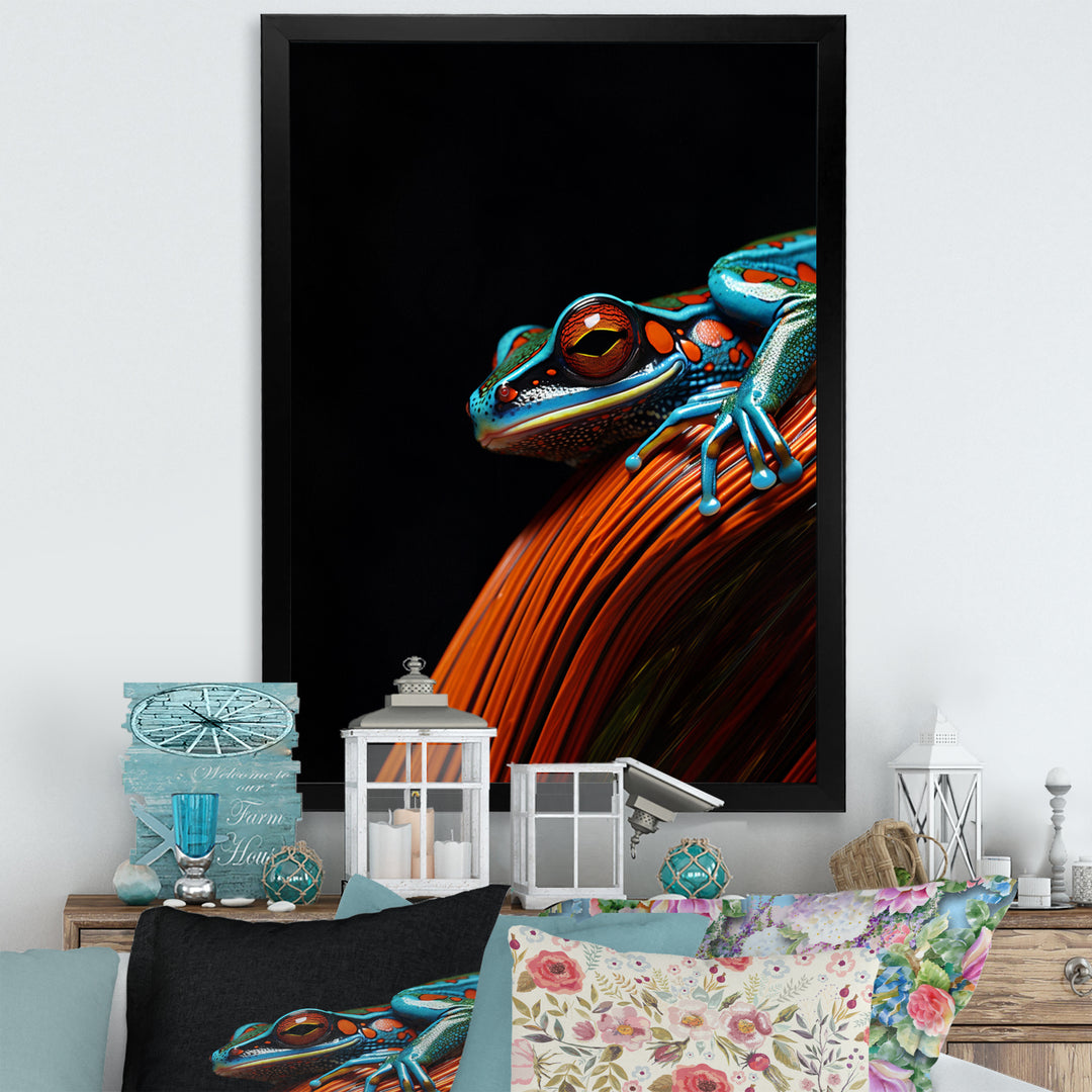 Portrait Of Pinstriped Tree Frog Wildlife - Frog Home Decor Art