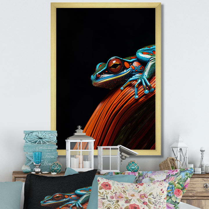Portrait Of Pinstriped Tree Frog Wildlife - Frog Home Decor Art