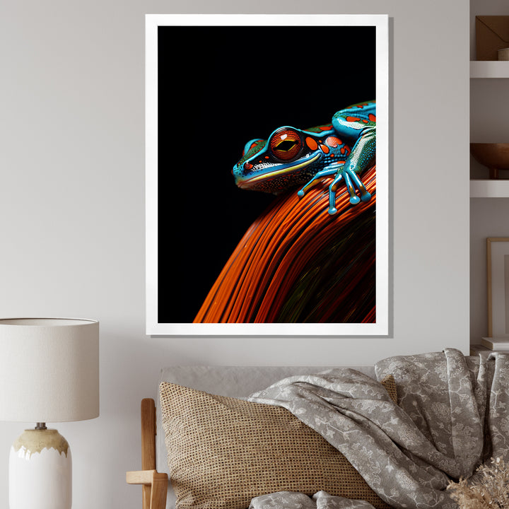 Portrait Of Pinstriped Tree Frog Wildlife - Frog Home Decor Art