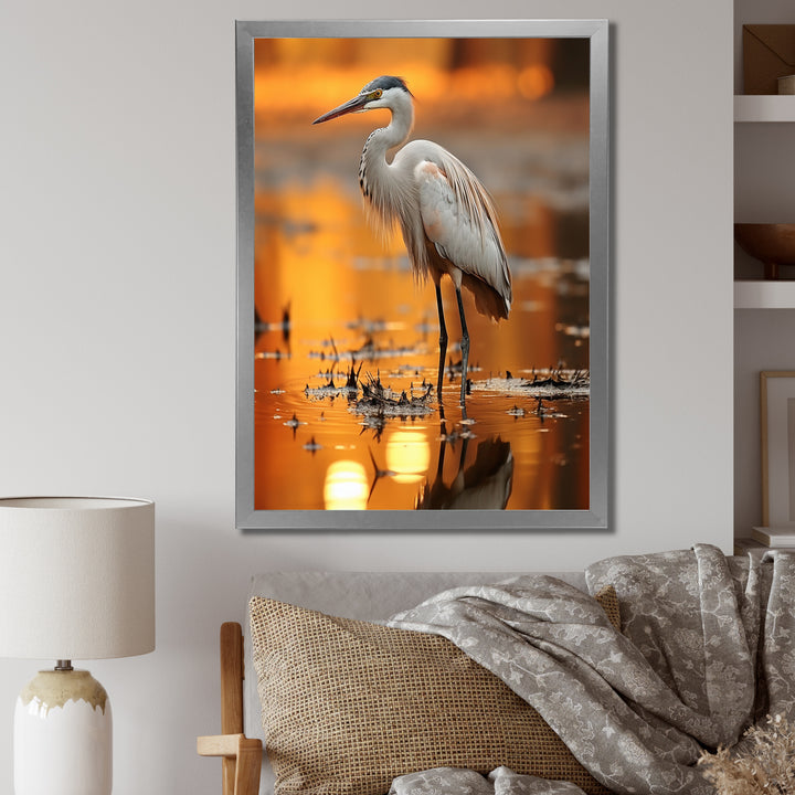Portrait Of White Heron Wildlife Photography - Heron Wall Decor