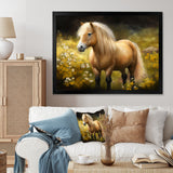 Golden Pony In Flower Meadow - Horse Wall Art Prints
