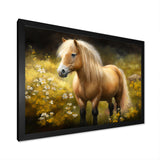 Golden Pony In Flower Meadow - Horse Wall Art Prints