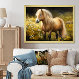 Golden Pony In Flower Meadow - Horse Wall Art Prints