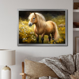 Golden Pony In Flower Meadow - Horse Wall Art Prints