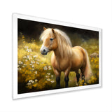 Golden Pony In Flower Meadow - Horse Wall Art Prints