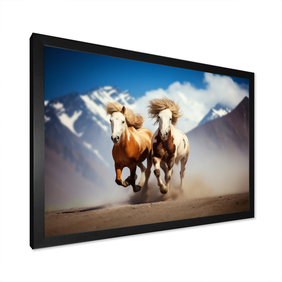 Wild Horses Galloping In The Mountains - Horse Large Canvas Wall Art