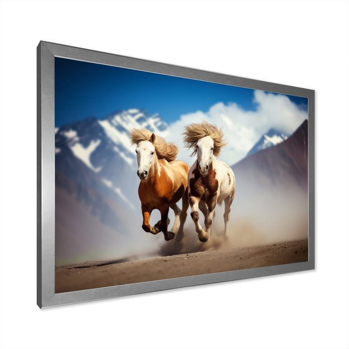 Wild Horses Galloping In The Mountains - Horse Large Canvas Wall Art