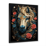 Retro Portrait Of White Horse With Red Roses - Horse Wall Art Prints