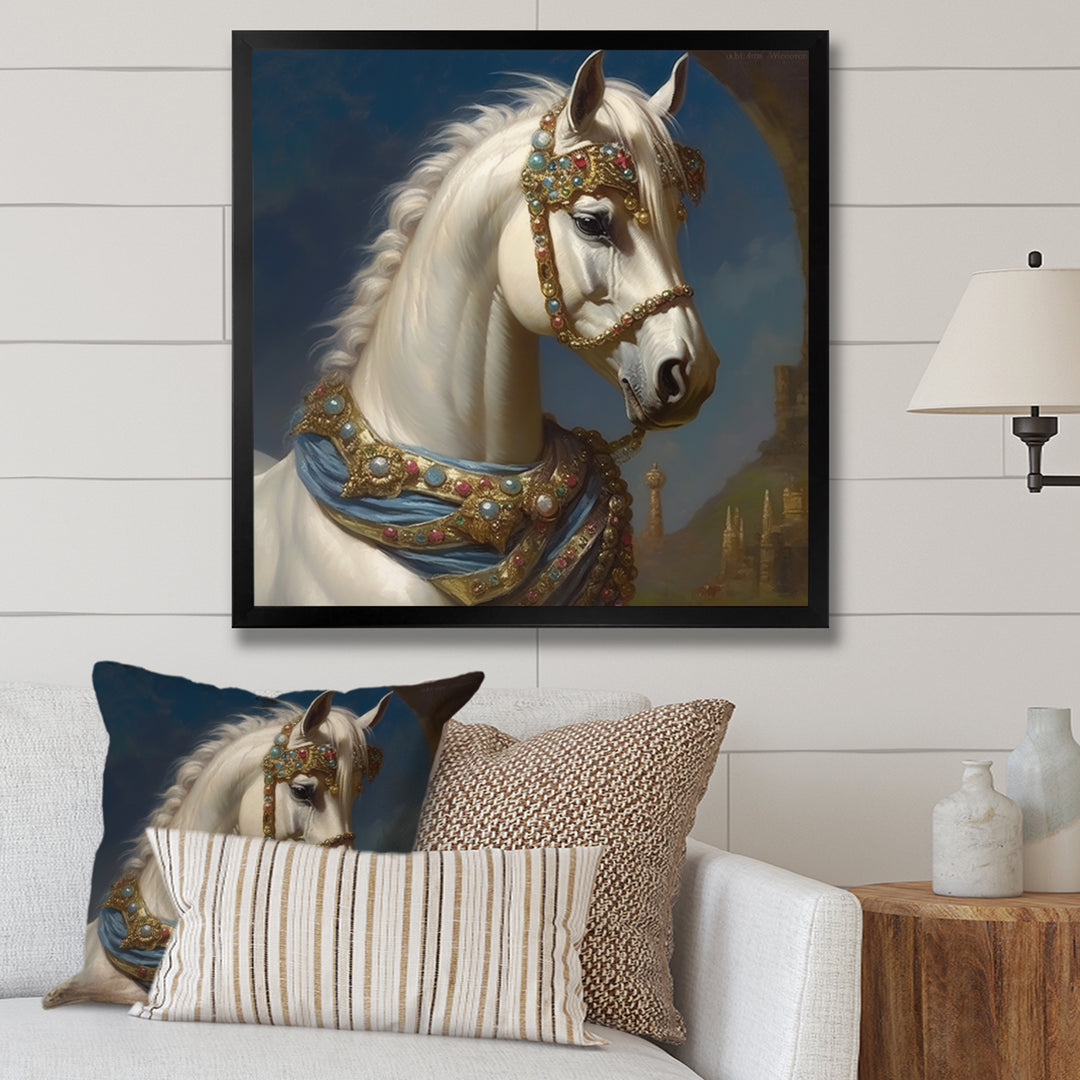 Portrait Of Majestic White Horse - White Horse Wall Art
