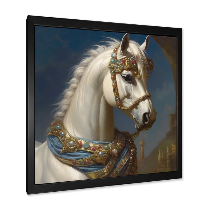 Portrait Of Majestic White Horse - White Horse Wall Art