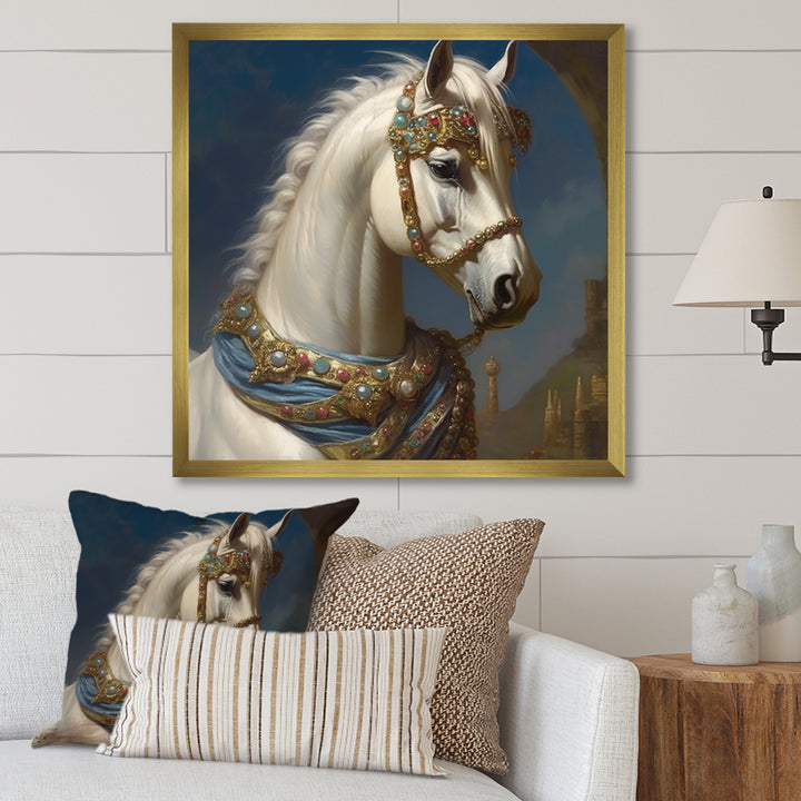 Portrait Of Majestic White Horse - White Horse Wall Art