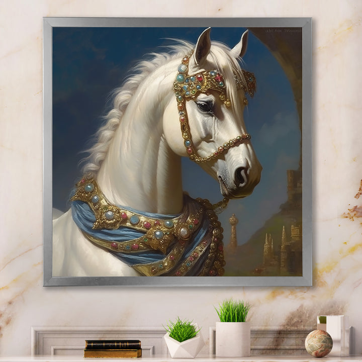 Portrait Of Majestic White Horse - White Horse Wall Art
