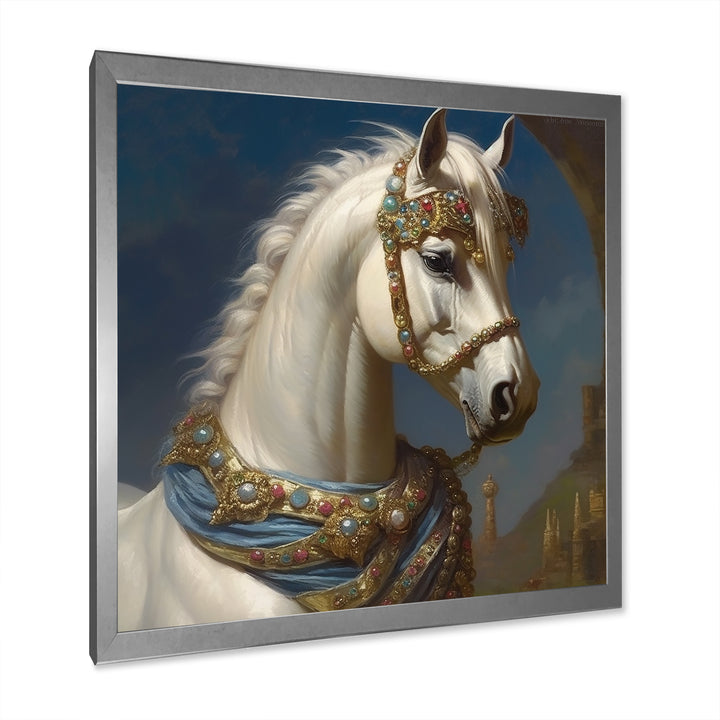 Portrait Of Majestic White Horse - White Horse Wall Art