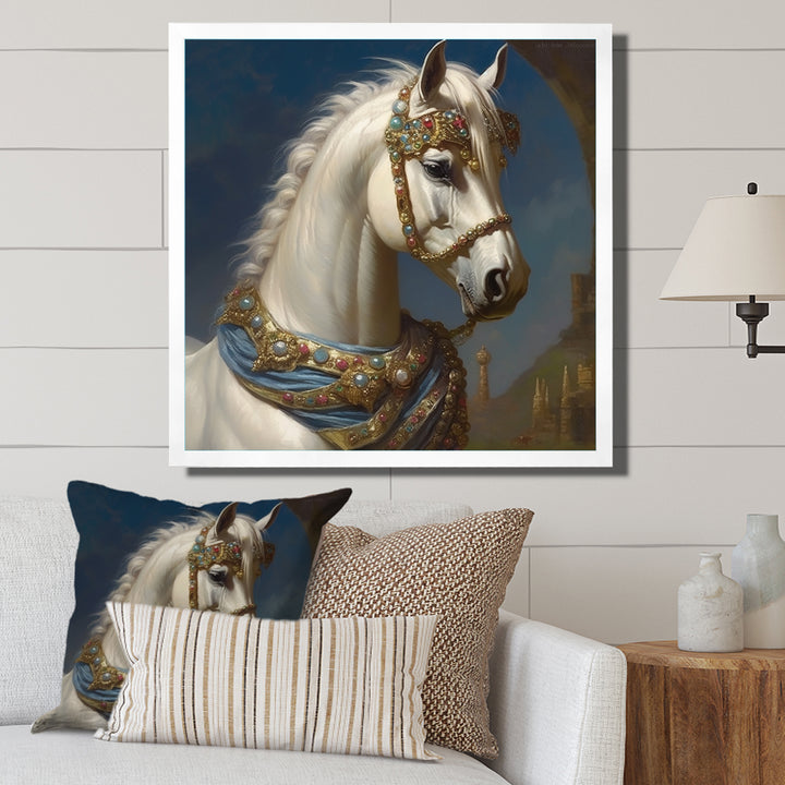 Portrait Of Majestic White Horse - White Horse Wall Art