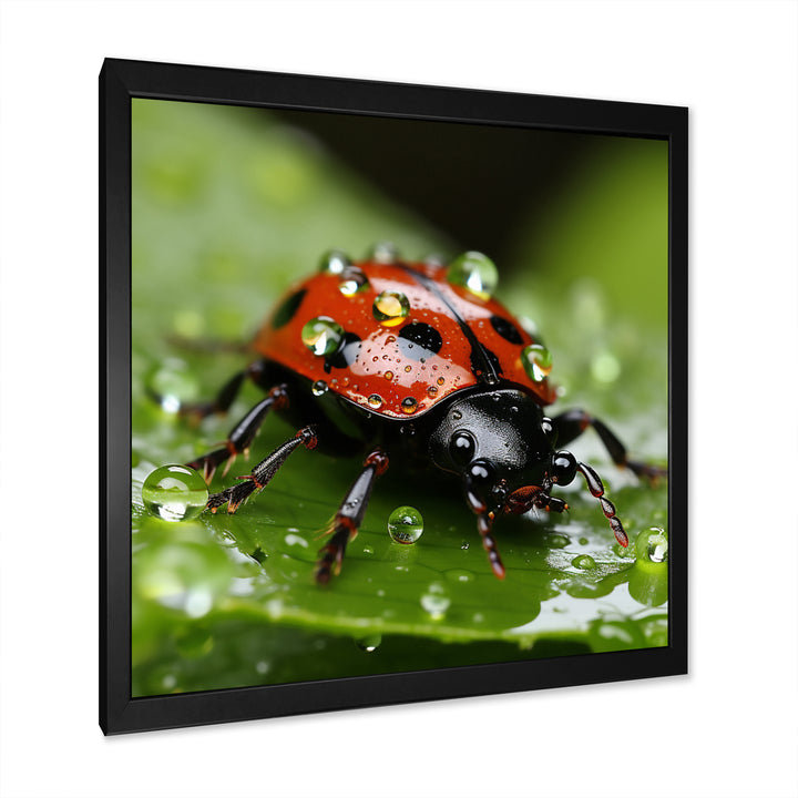 Portrait Of Lady Bug Macro Photography - Insects &amp; Bugs Framed Canvas Art