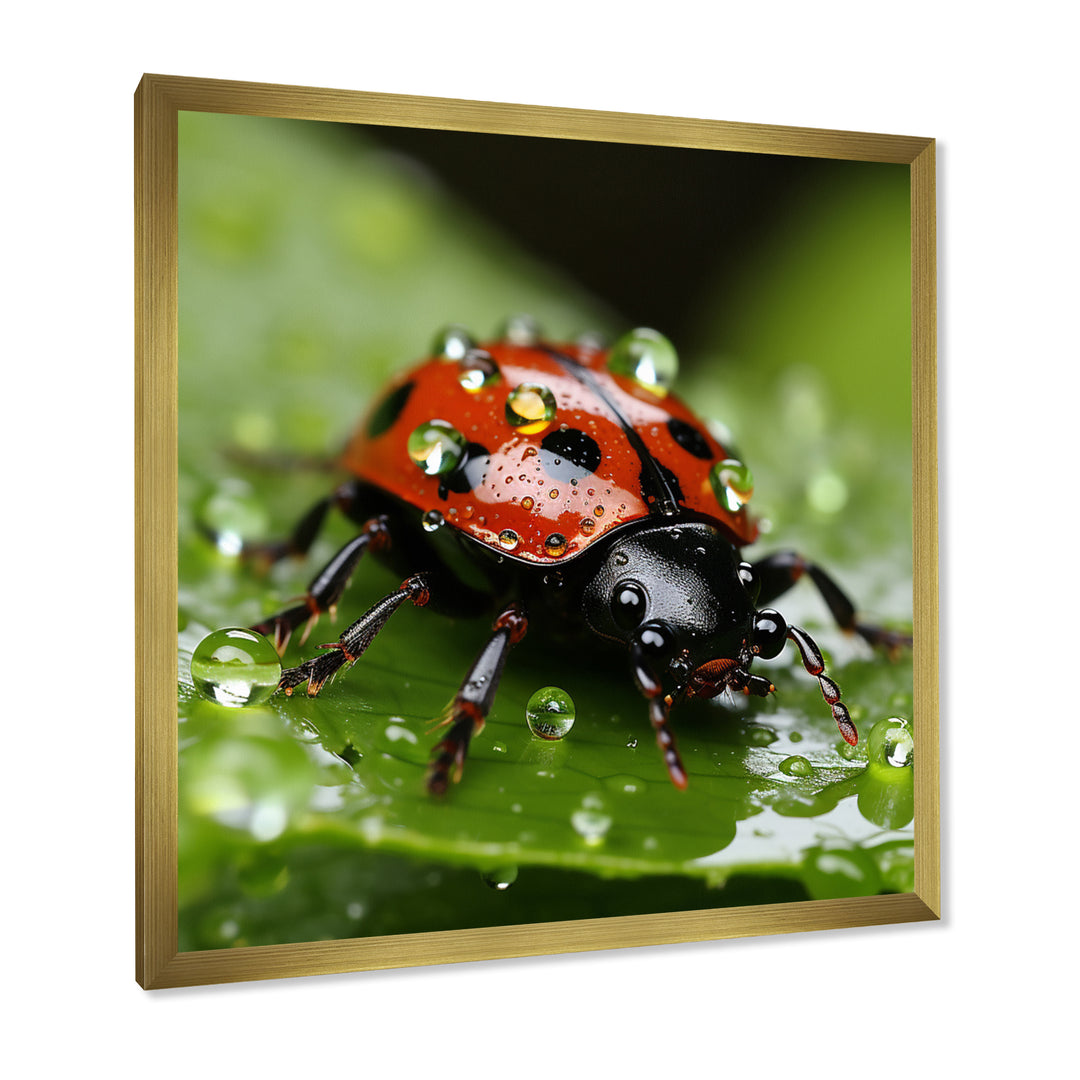 Portrait Of Lady Bug Macro Photography - Insects &amp; Bugs Framed Canvas Art