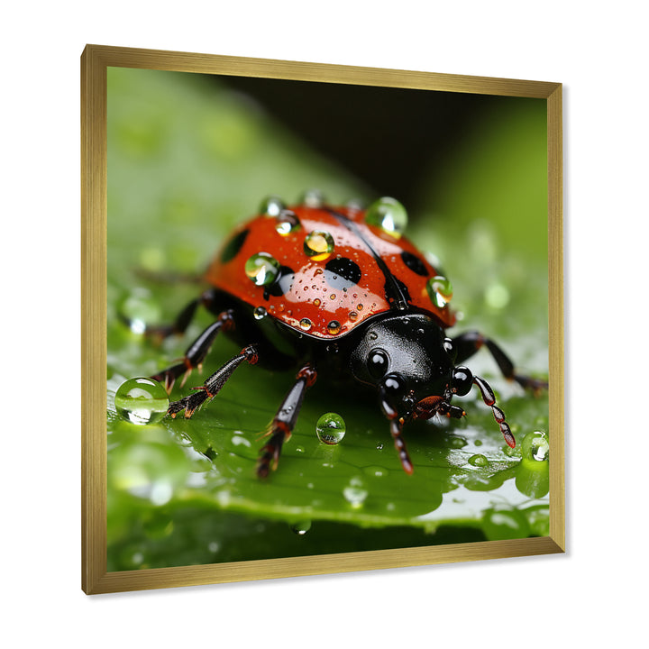 Portrait Of Lady Bug Macro Photography - Insects &amp; Bugs Framed Canvas Art