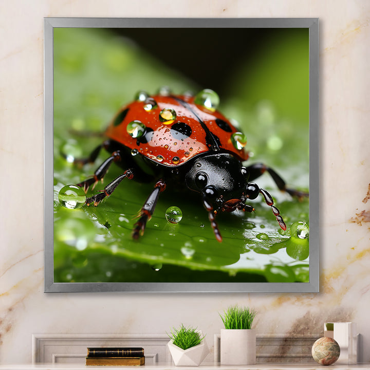 Portrait Of Lady Bug Macro Photography - Insects &amp; Bugs Framed Canvas Art